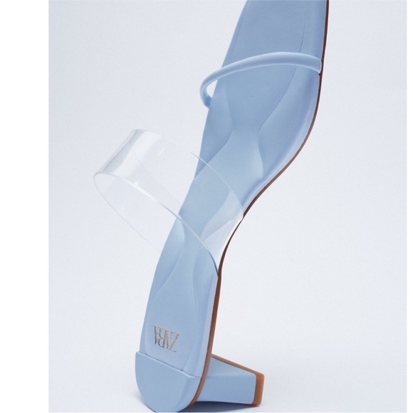 Zara SANDALS Size  38 (7.5) Pale Blue EUC - Picture 3 of 10